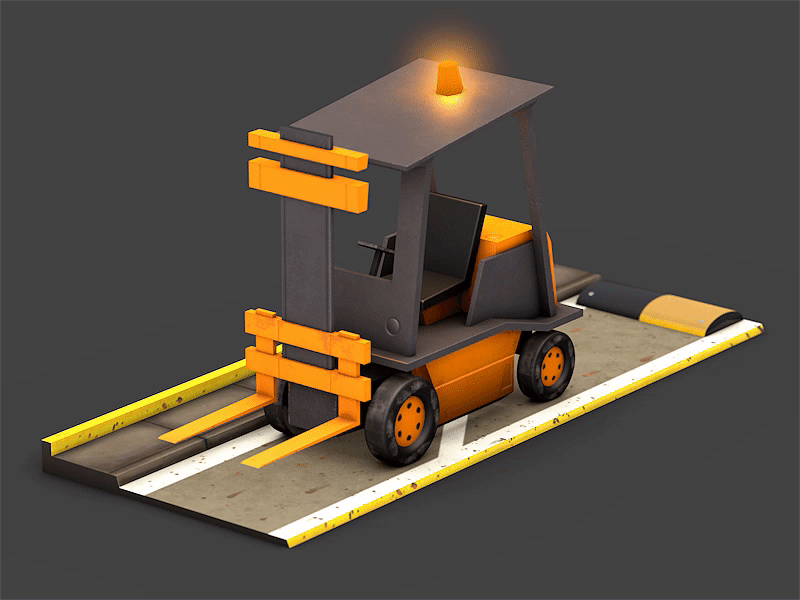 Forklift - Work animated forklift light orange ride speedbreaker work