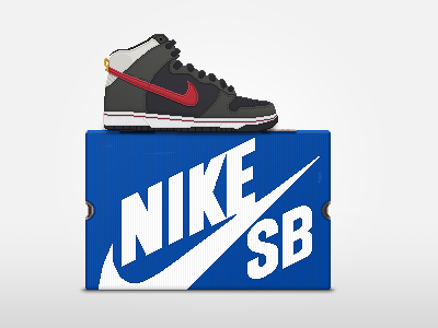 Nike SB Dunk High + Box Pixel Art Sneaker