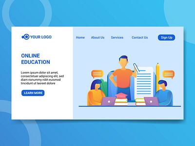 Landing page illustration online education