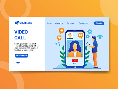 Landing page video call illustration character character design design illustration illustration video call landing page landing page design video call video call illustration