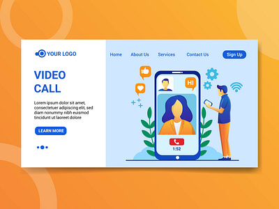 Landing page video call illustration