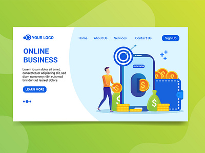 Landing page online business illustration