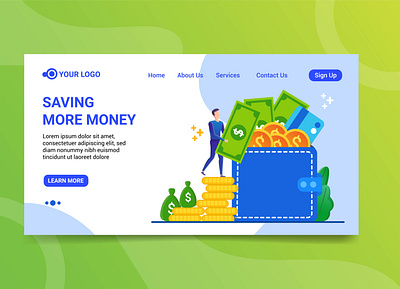 Landing page saving more money illustration character character design design illustration landing page money saving money illustration saving more money website