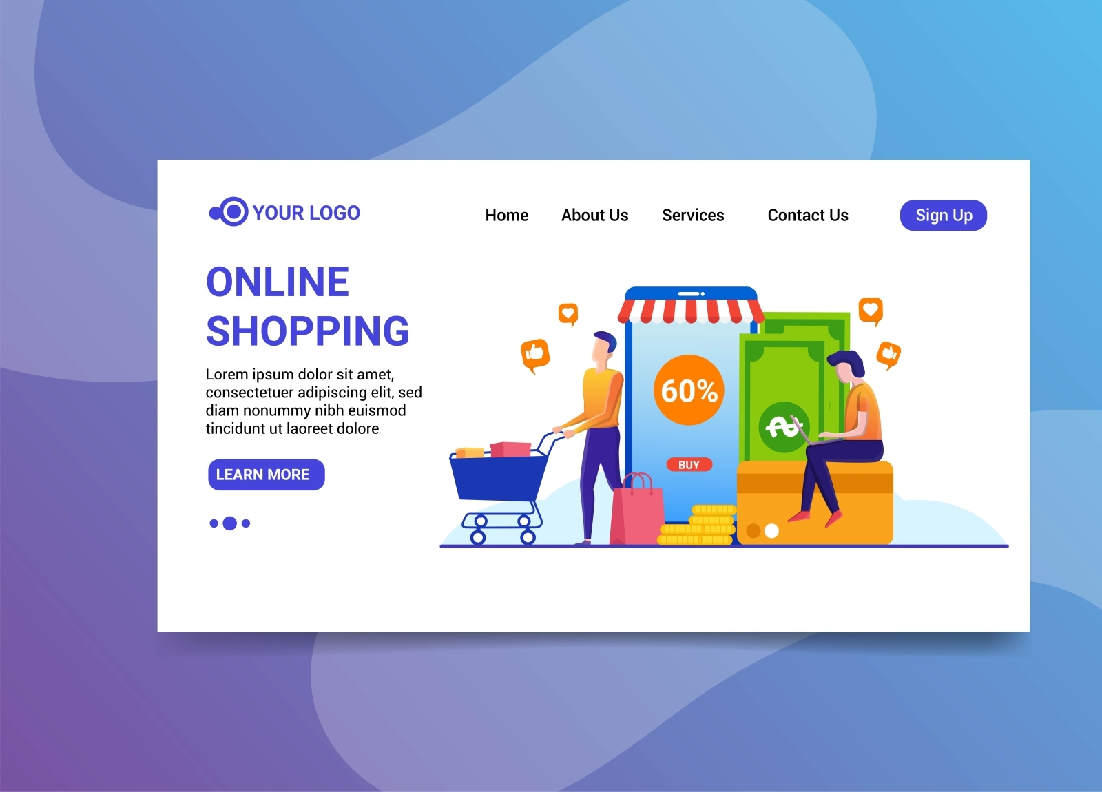 Landing page online shopping illustration by wirandi zendrato on Dribbble