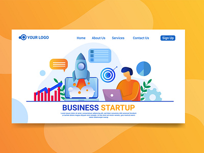 Landing page business startup illustration