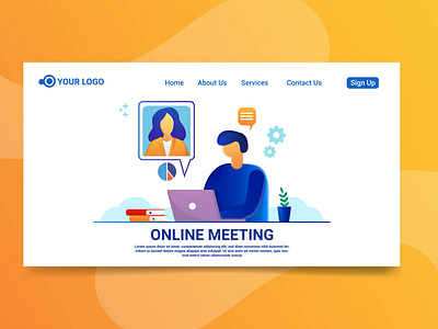 Landing page meeting online illustration