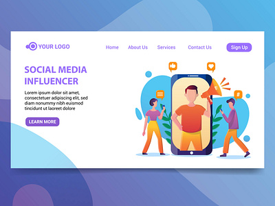 Landing page social media influencer illustration character design illustration illustration social media landing page social media social media influencer website