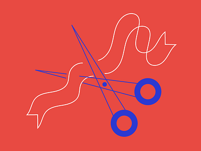 Item #1 cut illustration lines motion ribbon scissors start