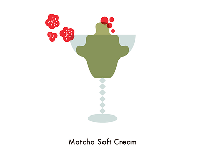 Food illustration set // Matcha Soft Cream cherry flat flower food icecream japan japanese matcha menu minimal pattern soft cream
