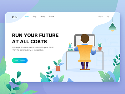 Work Hard flat illustration ui ux website