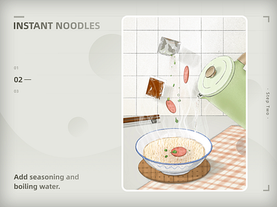 Instant noodles-02 color design hand painted illustration sketch