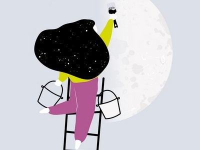 Where does the moon disappear? illustration illustrator vector