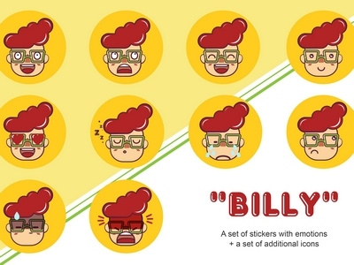Billy emotions icon sticker