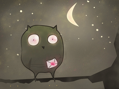Dribbble Invites > 4 illustration invites moon mystical night owl