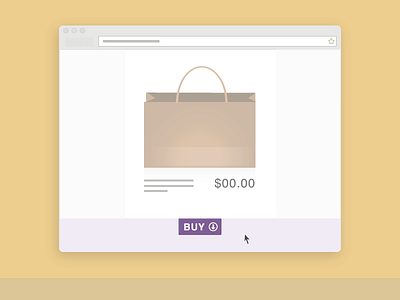Online shopping browser button icon illustration mouse purple shopping bag simple vector