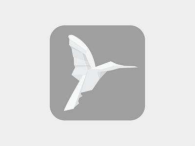 Hummingbird app draft flat grey hummingbird icon illustration origami simple vector