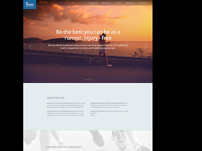 Running coach clean flat one page running simple sport website