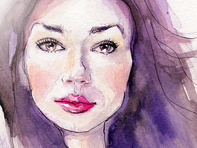 Miljana ethereal eyes fashion girl illustration lips portrait watercolour painting woman