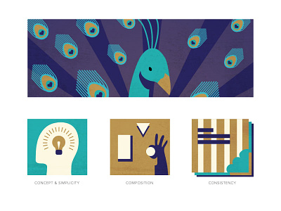 Blog: Design Social Images bird composition concept consistency feathers gold idea illustration peacock simple simplicity vector