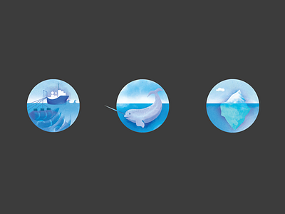 Boom Icons arctic badge greenpeace iceberg icons illustration narwhal seismic testing ship texture vessel