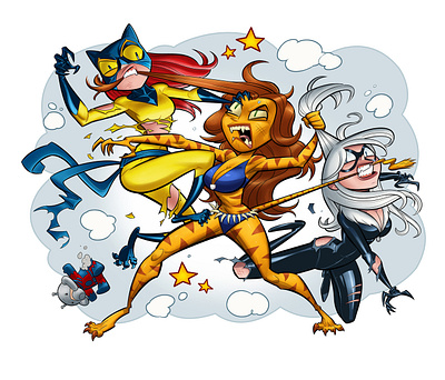 Cat Fight! cats character design marvel