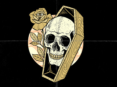 Coffin Skull branding classic coffin design illustration logo retro skull traditional tattoo ui vintage