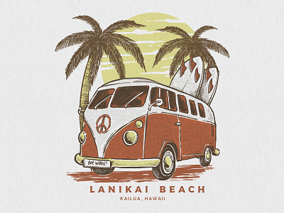 Vintage Beach Vibes beach campers classic design holiday illustration logo retro surf vintage