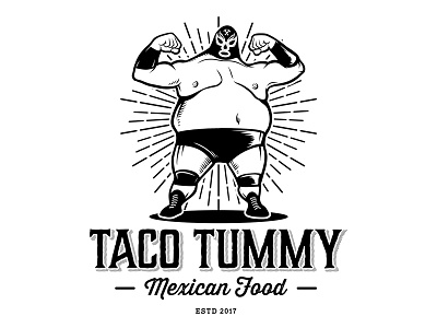 Luchador themed mexican food truck action logo