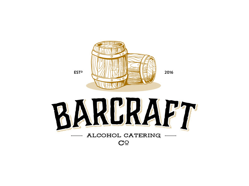 Vintage logo for Alcohol Catering barrel logo vintage classic handdrawing
