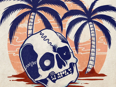 Summer Vibes tattoo design apparel design skull traditional tattoo illustration retro classic logo vintage