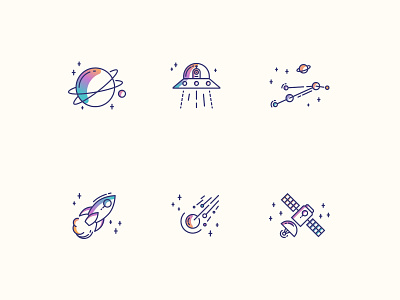 Collection of space thin line icons branding cosmic design flat icon set iconography icons illustraion modern planet simple space webdesign