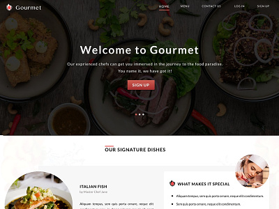 Gourmet - Restaurant Landing Page invisionstudio landing page ui