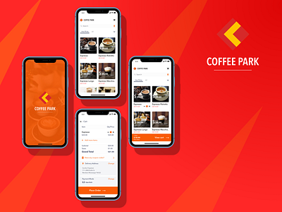 Coffee Park beverages design ios 10 logo mobile app sketch app