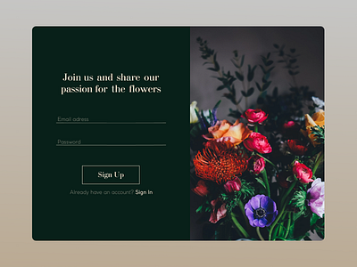 Sign In for Daily UI #001 debut design flowers flowershop sign in sign up typography ui ux ux design web website