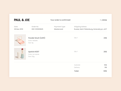 Daily UI #017: Email Receipt app confirmation design ecommerce fashion minimal typography ui ux ux design web website
