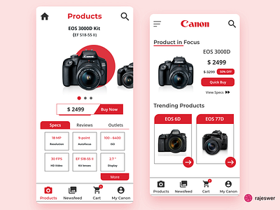 Shopping Application UI app camera camera app design minimal product design ui ux