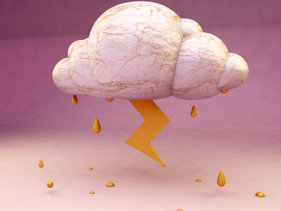 C4D Cloud & Thunder 3d 3d art abstract animation art c4d cloud design dribble fairy illustration pink popcorn rain thunder