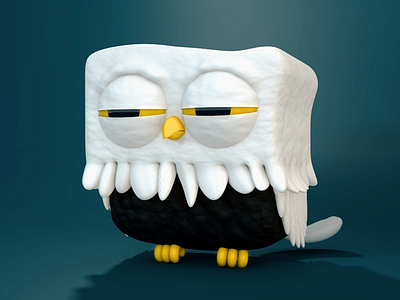 The sleepy owl 3d 4d animate art eagle graphic owl sleepy