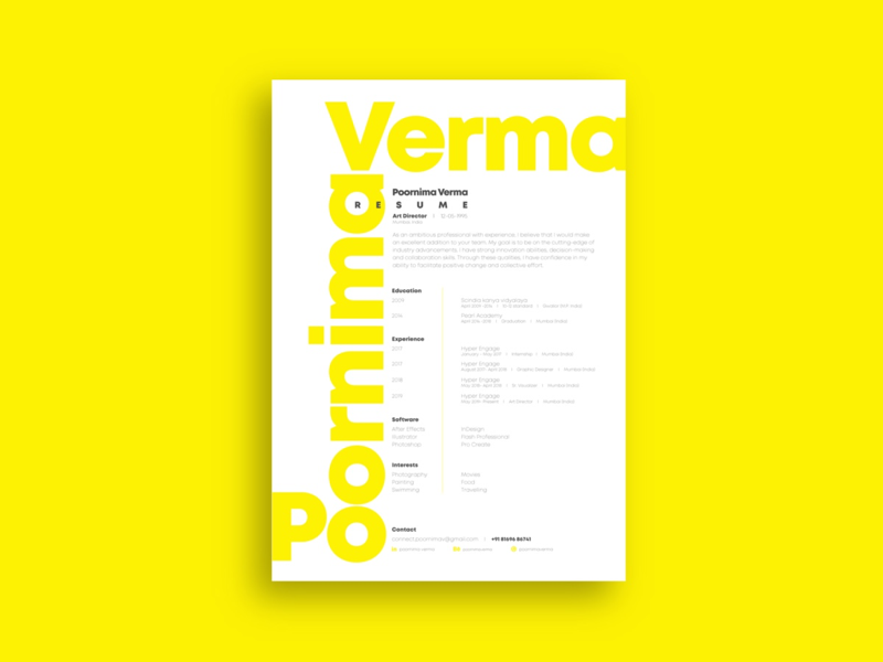 Resume template design yellow print artwork resume design abstract ipad pro pro create adobe illustrator illustrator adobe vector typography designer graphics graphic resume minimal flat branding design