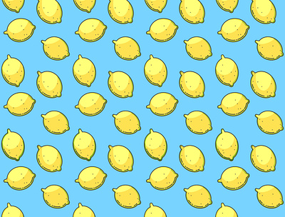 Lemon pattern background blue lemon line pattern seamless shadow yellow