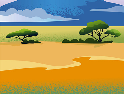 Africa africa background beautiful design graphic illustration illustrator mountain national park nature park peak savanna style tree vector