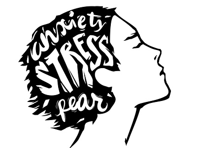 Mental health concept anxiety blackandwhite fear head health illustration lettering letters mental health awareness mentalhealth psychology stress stressed vector