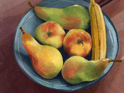 Still life apple banana food fruit healthy illustration procreate still life vegitarian vitamins