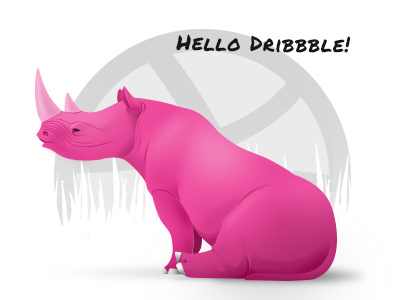 Rhino says Hello Dribbble debut hello illustration rhino