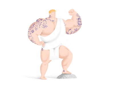 Tattooed Hercules charachter heroic illustration muscle tattoo tattoo art