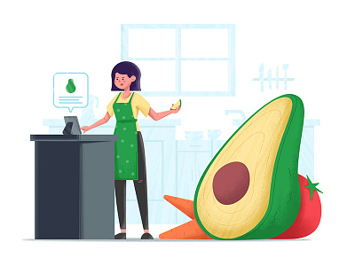 Health food app avocado charachter health health food vegetables