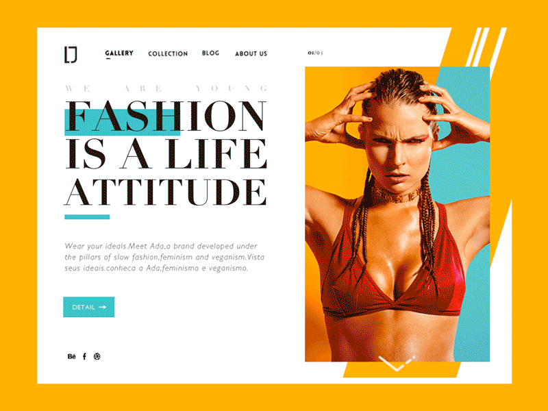 Fashion is a life attitude blue collision color dynamic effect fashion interactive red ui web women yellow