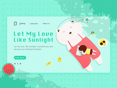 Let My Love Like Sunlight-Series 2 design，fresh，lovely，bear，girl illustration，ui，web，green，summer