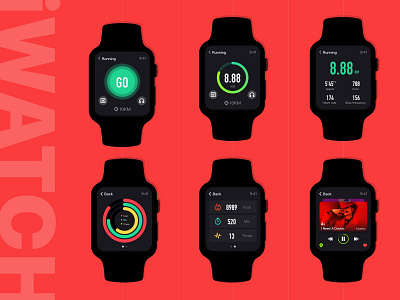 iwatch fitness color cool data fashion fitness ios iwatch run ui