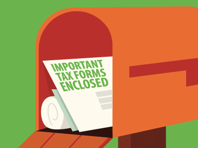 Tax Forms in Mailbox illustration